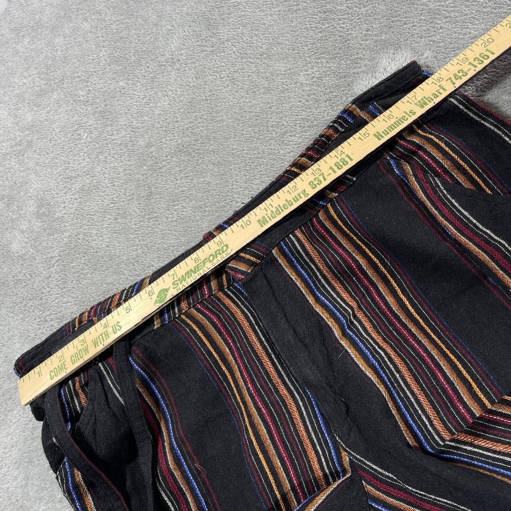 Democracy Crop Pants Womens 12 Black Striped Flex-ellent Raw Hem Wide Leg Boho - Picture 6 of 11